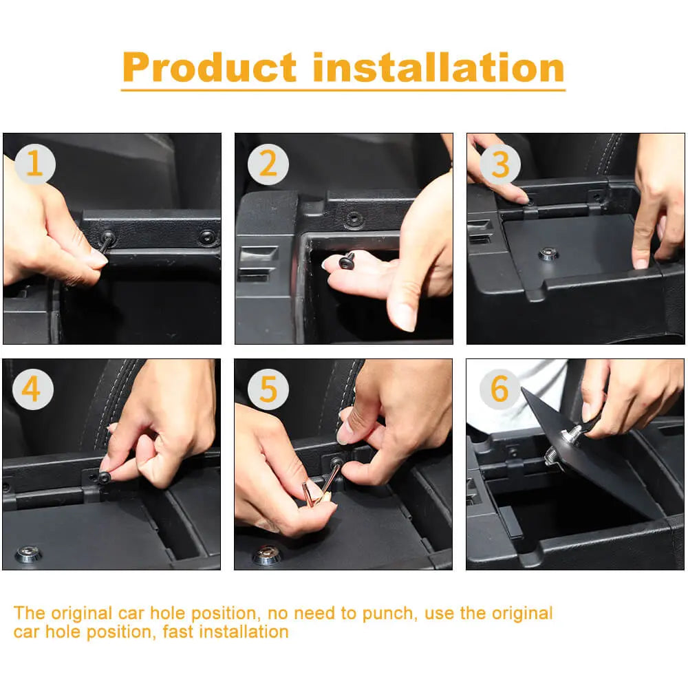 For 2011-2018 Jeep Wrangler JK Iron Center Console Armrest Box Safety Panel Cover Storage Case Lid with Lock Kit