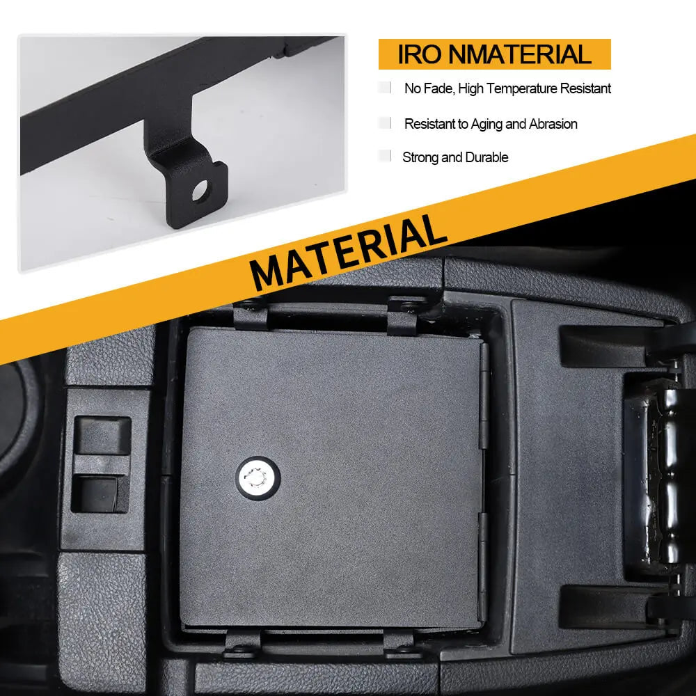 For 2011-2018 Jeep Wrangler JK Iron Center Console Armrest Box Safety Panel Cover Storage Case Lid with Lock Kit