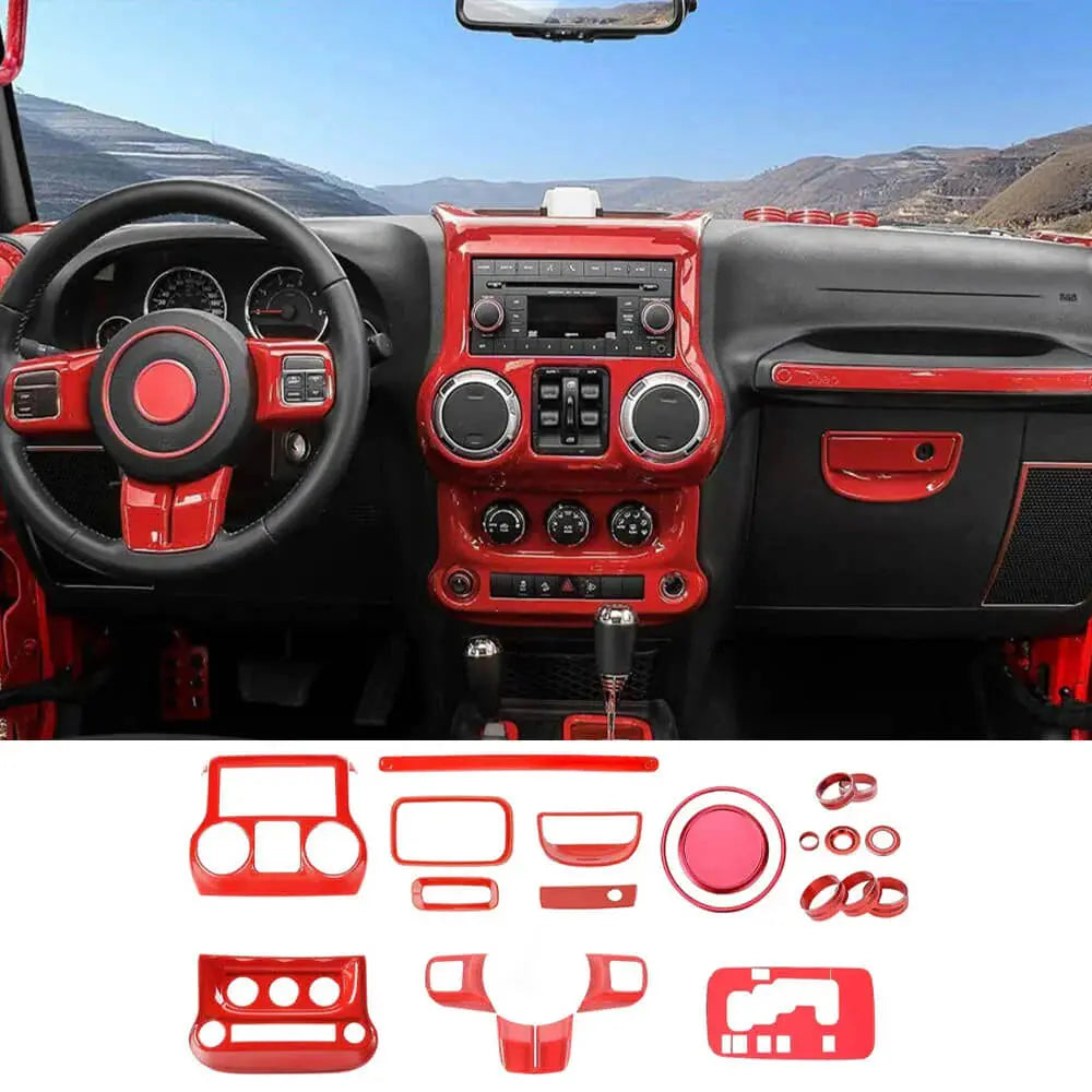For 2011-2018 Jeep Wrangler JK JKU 21PCS Full Set Interior Trim Kit