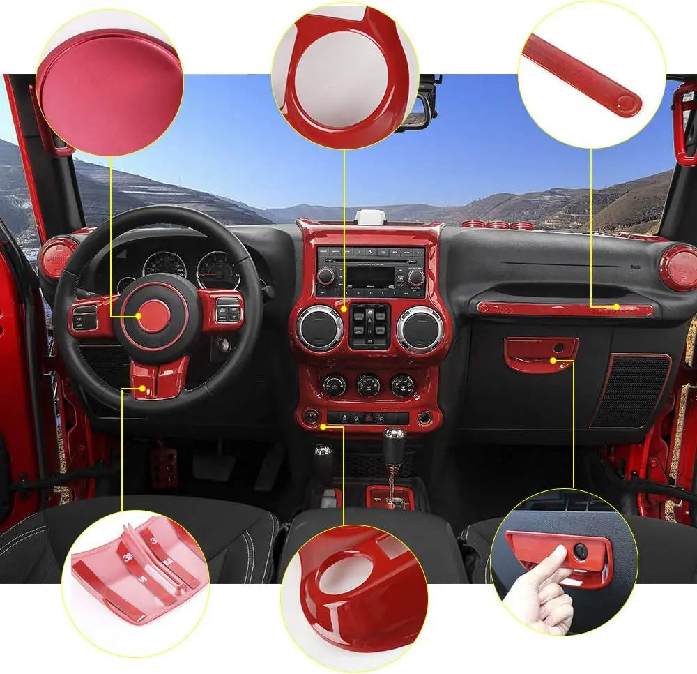 For 2011-2018 Jeep Wrangler JK JKU 21PCS Full Set Interior Trim Kit
