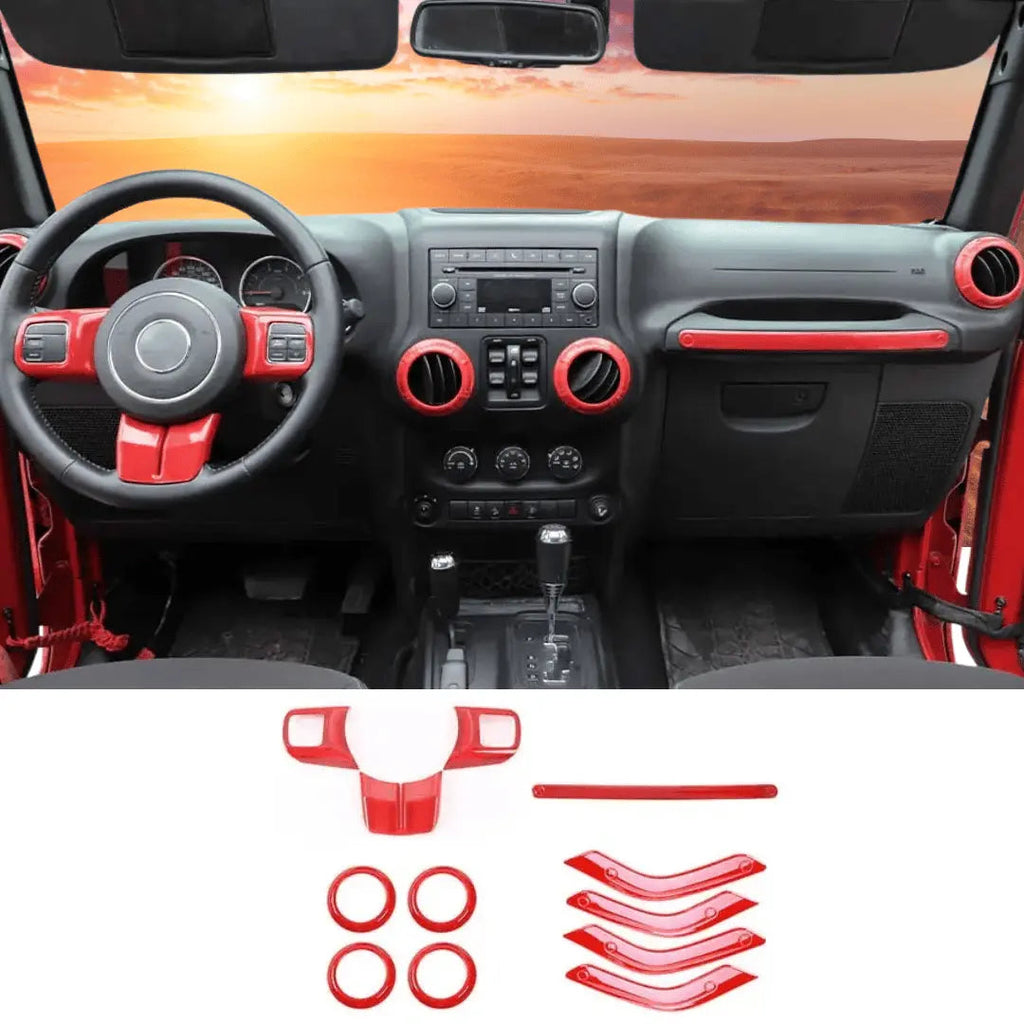 For 2011-2018 Jeep Wrangler JK JKU 4-Door 12 PCS Interior Trim Cover Kit
