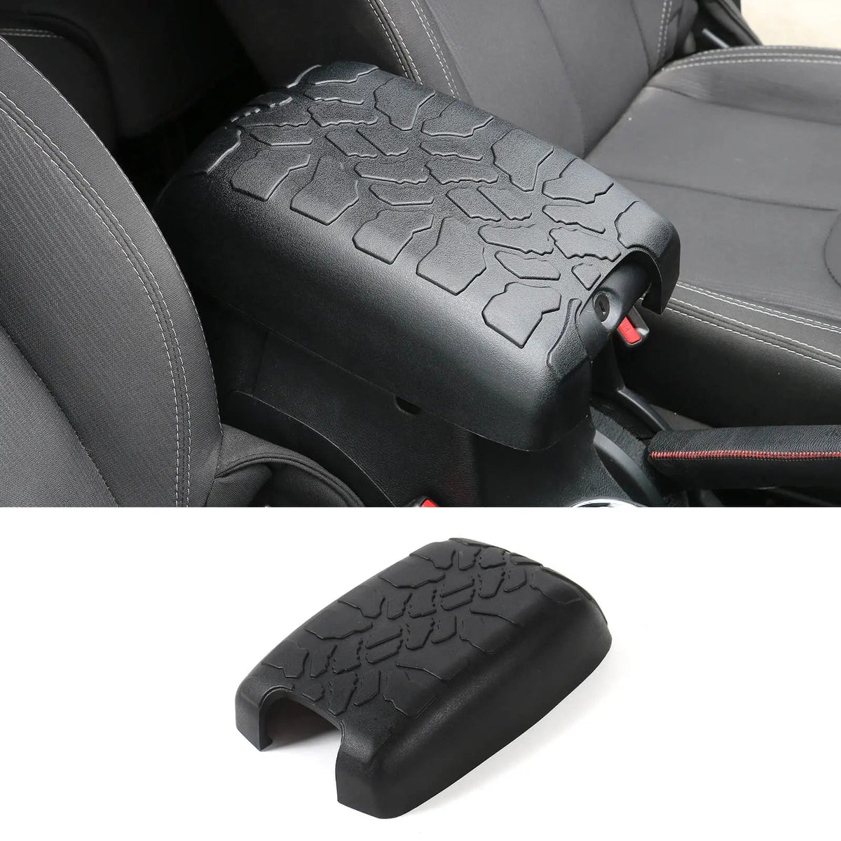 For 2011-2018 Jeep Wrangler JK JKU Black Center Console Armrest box Pet Pad Crack Pattern Surface Waterproof Rubber Pad Cover