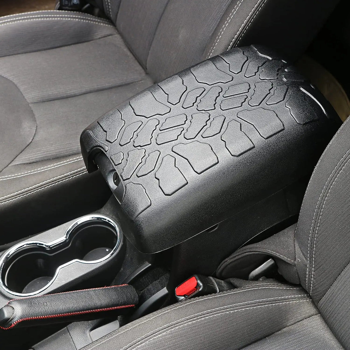 For 2011-2018 Jeep Wrangler JK JKU Black Center Console Armrest box Pet Pad Crack Pattern Surface Waterproof Rubber Pad Cover