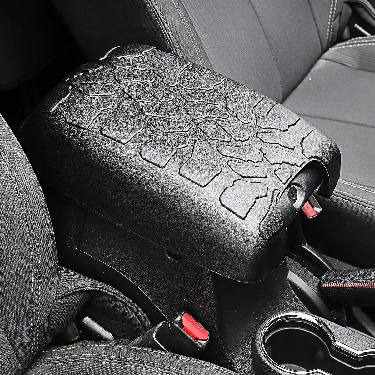 For 2011-2018 Jeep Wrangler JK JKU Black Center Console Armrest box Pet Pad Crack Pattern Surface Waterproof Rubber Pad Cover