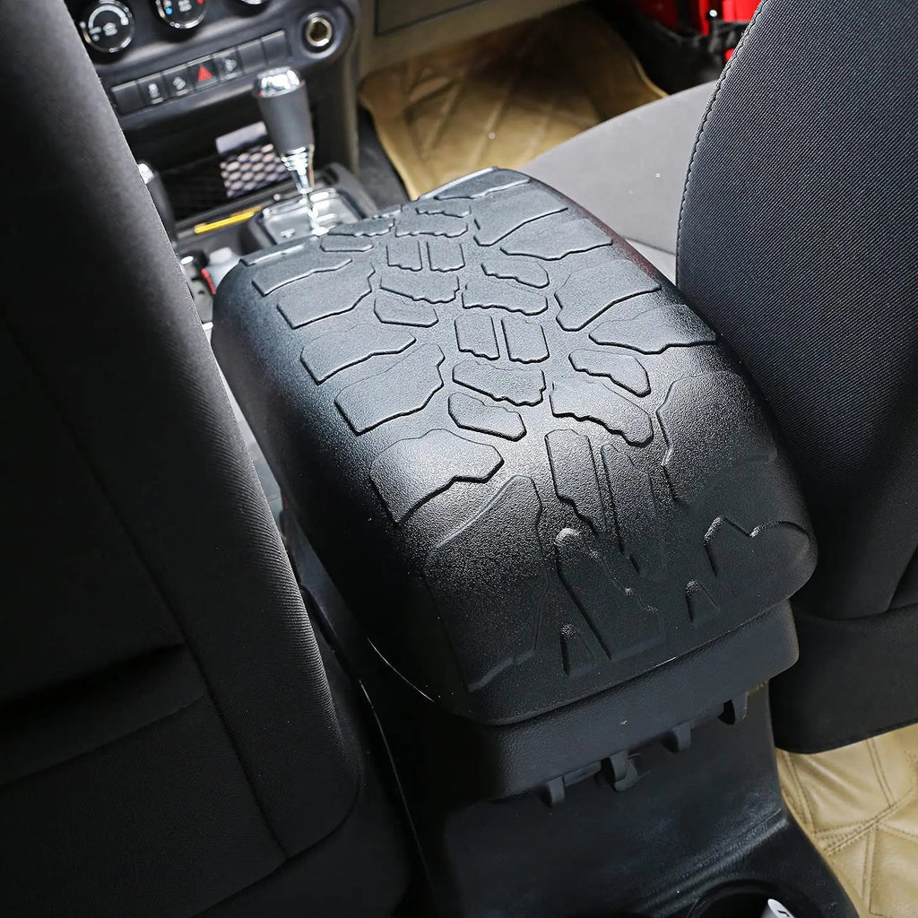 For 2011-2018 Jeep Wrangler JK JKU Black Center Console Armrest box Pet Pad Crack Pattern Surface Waterproof Rubber Pad Cover