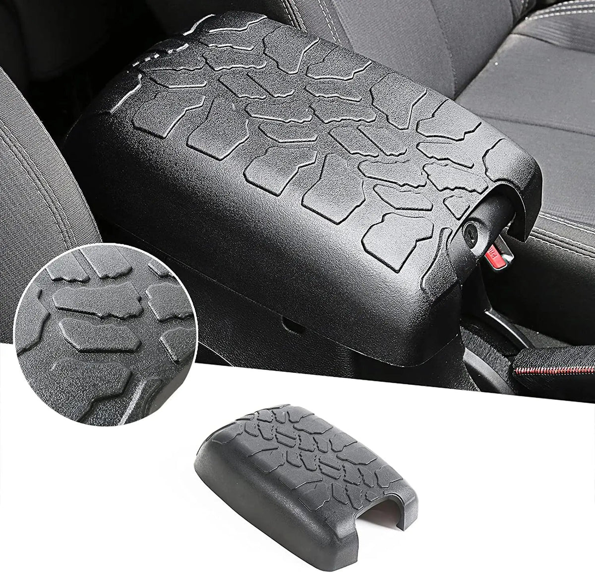 For 2011-2018 Jeep Wrangler JK JKU Black Center Console Armrest box Pet Pad Crack Pattern Surface Waterproof Rubber Pad Cover