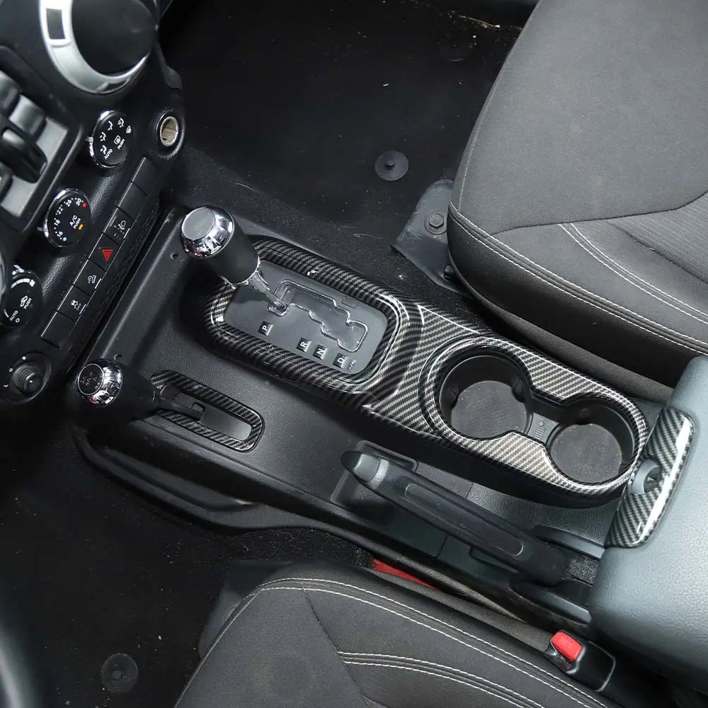 For 2011-2018 Jeep Wrangler JK JKU Center Console Armrest Cup Holder Gear Shift Trim