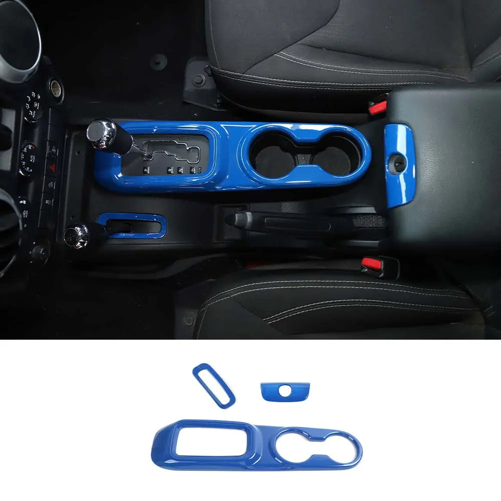 For 2011-2018 Jeep Wrangler JK JKU Center Console Armrest Cup Holder Gear Shift Trim