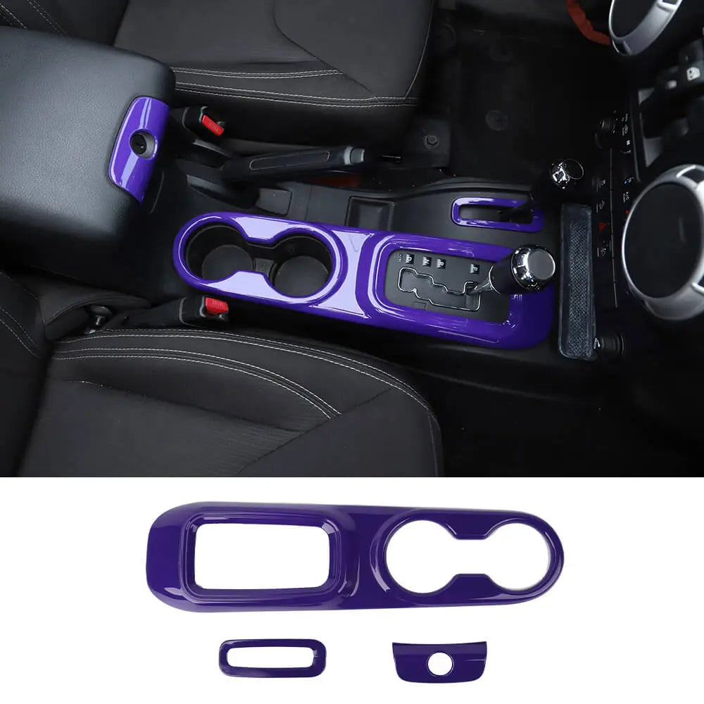 For 2011-2018 Jeep Wrangler JK JKU Center Console Armrest Cup Holder Gear Shift Trim