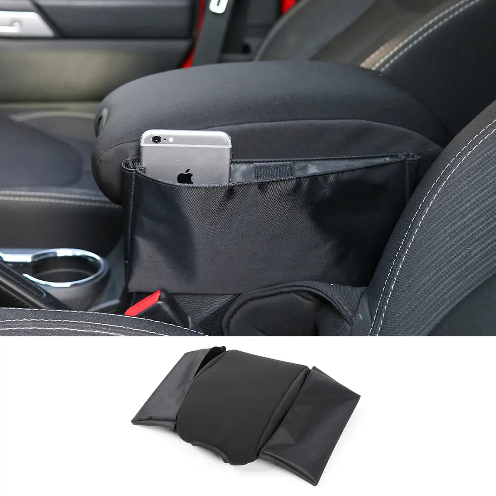 For 2011-2018 Jeep Wrangler JK JKU Center Console Armrest Pad Cover with Storage Bag