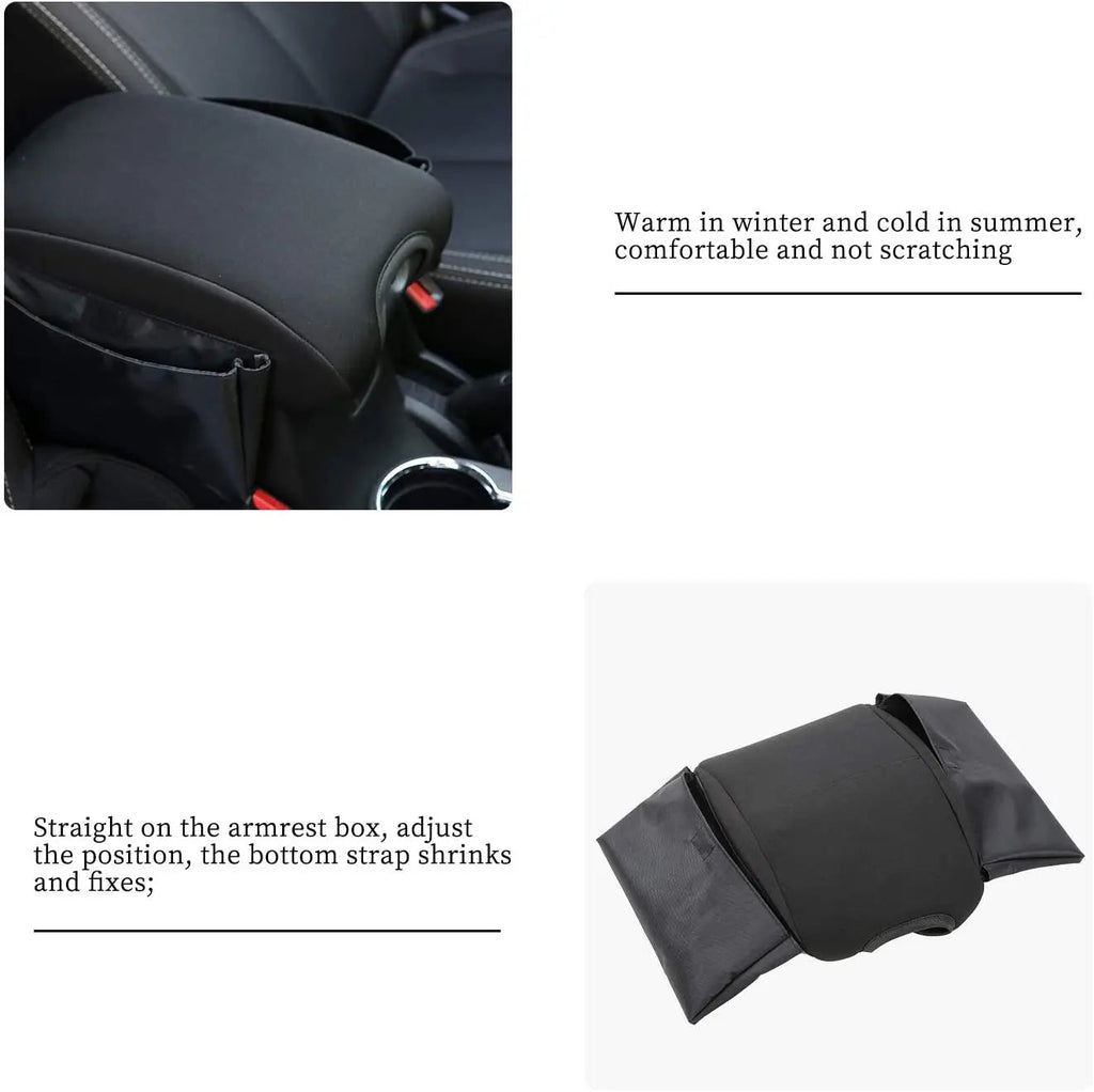 For 2011-2018 Jeep Wrangler JK JKU Center Console Armrest Pad Cover with Storage Bag