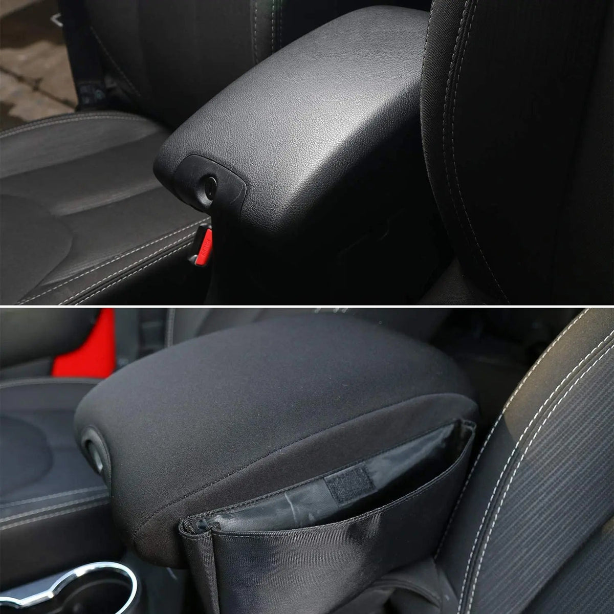 For 2011-2018 Jeep Wrangler JK JKU Center Console Armrest Pad Cover with Storage Bag