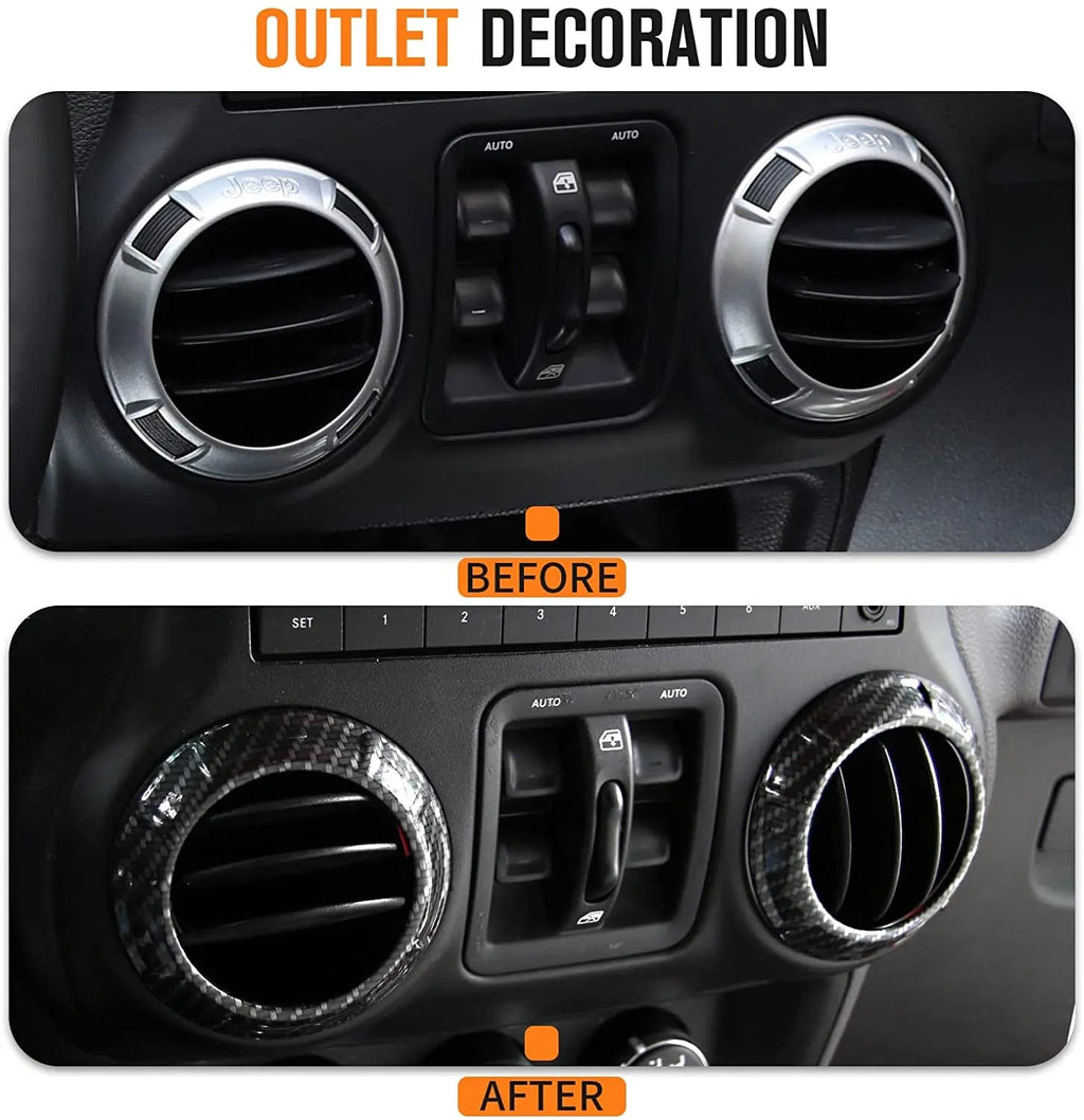 For 2011-2018 Jeep Wrangler JK JKU Center Console Dash Air Conditioner Vent Cover Trim 4PCS