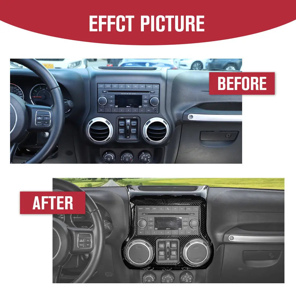 For 2011-2018 Jeep Wrangler JK JKU Center Console Dashboard Control Panel Cover Trim