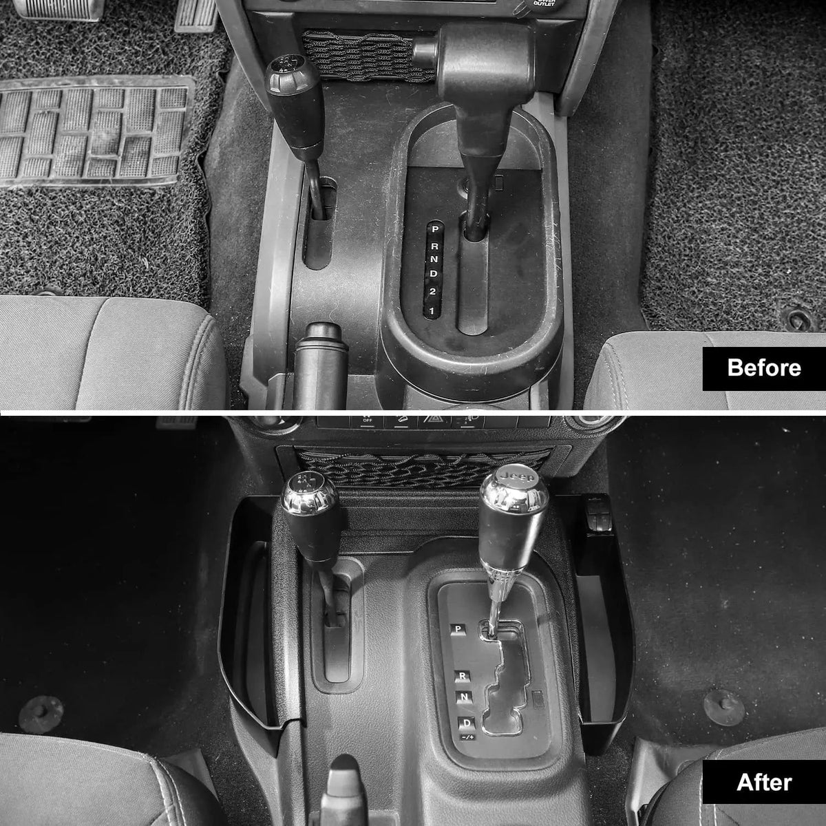 For 2011-2018 Jeep Wrangler JK JKU Center Console Gear Shift Tray Organizer Storage Box with USB Charger Socket