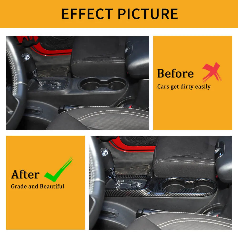 For 2011-2018 Jeep Wrangler JK JKU Cup Holder Panel & Armrest Storage Central Key Cover Trim