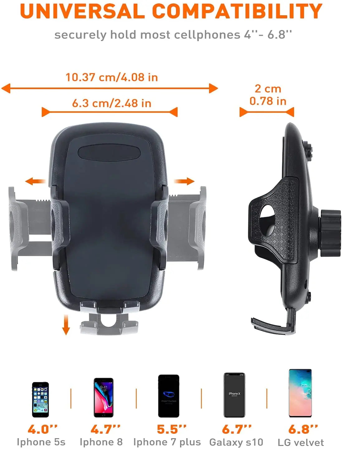 For 2011-2018 Jeep Wrangler JK JKU Dash Tray Mount Phone Clamp Holder, Black