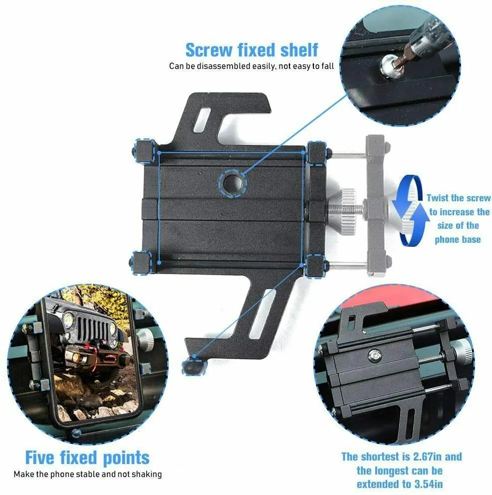 For 2011-2018 Jeep Wrangler JK JKU Dashboard Phone Holder Mount Bracket