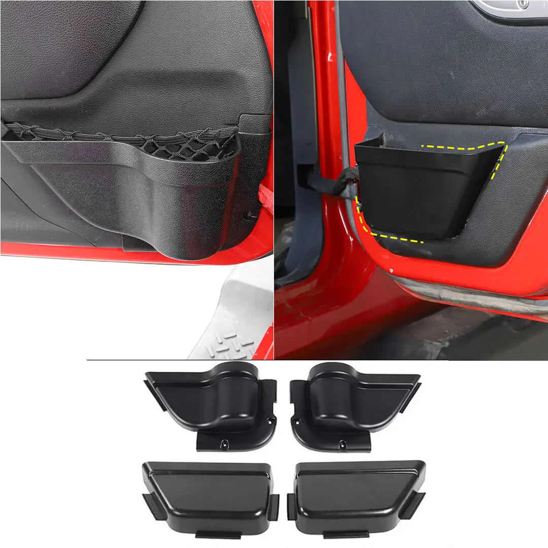 For 2011-2018 Jeep Wrangler JK JKU Door Pockets Map Storage Box, Door Side Insert Cup Holder Organizer, Door Net Replacement