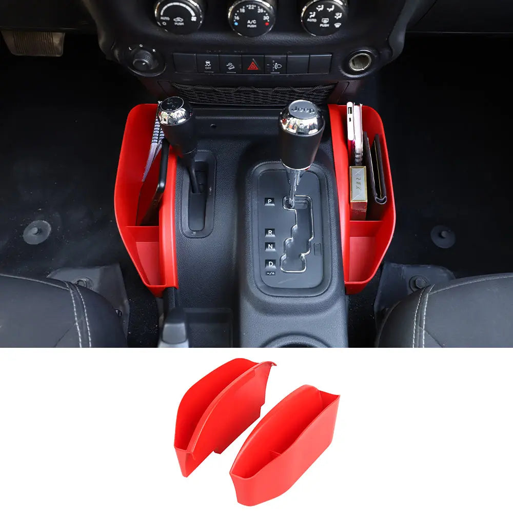 For 2011-2018 Jeep Wrangler JK JKU Gear Shift Storage Box Center Console Auto Organizer Tray Red