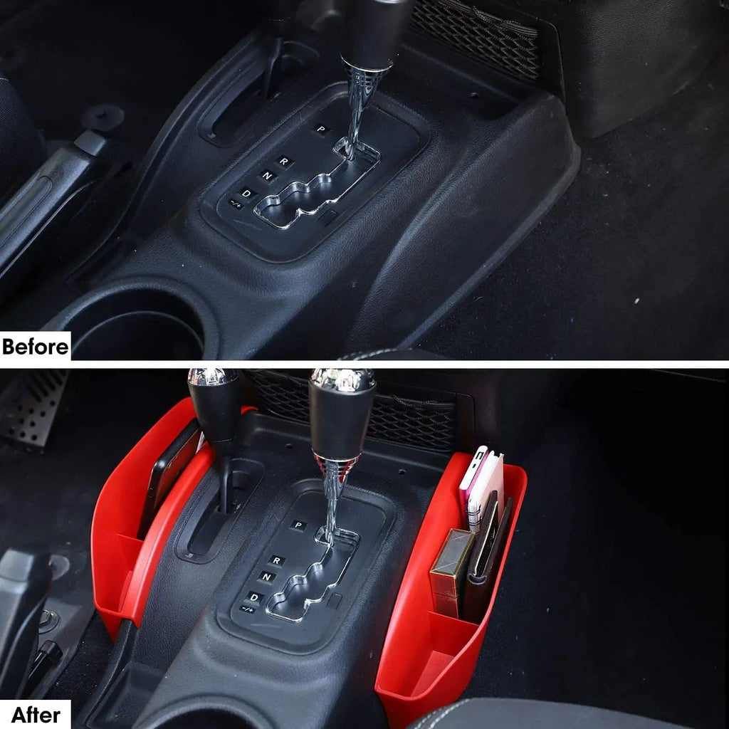 For 2011-2018 Jeep Wrangler JK JKU Gear Shift Storage Box Center Console Auto Organizer Tray Red