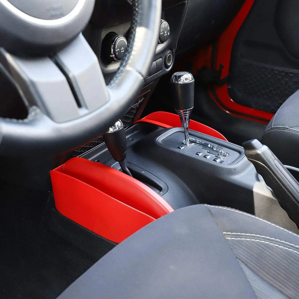 For 2011-2018 Jeep Wrangler JK JKU Gear Shift Storage Box Center Console Auto Organizer Tray Red