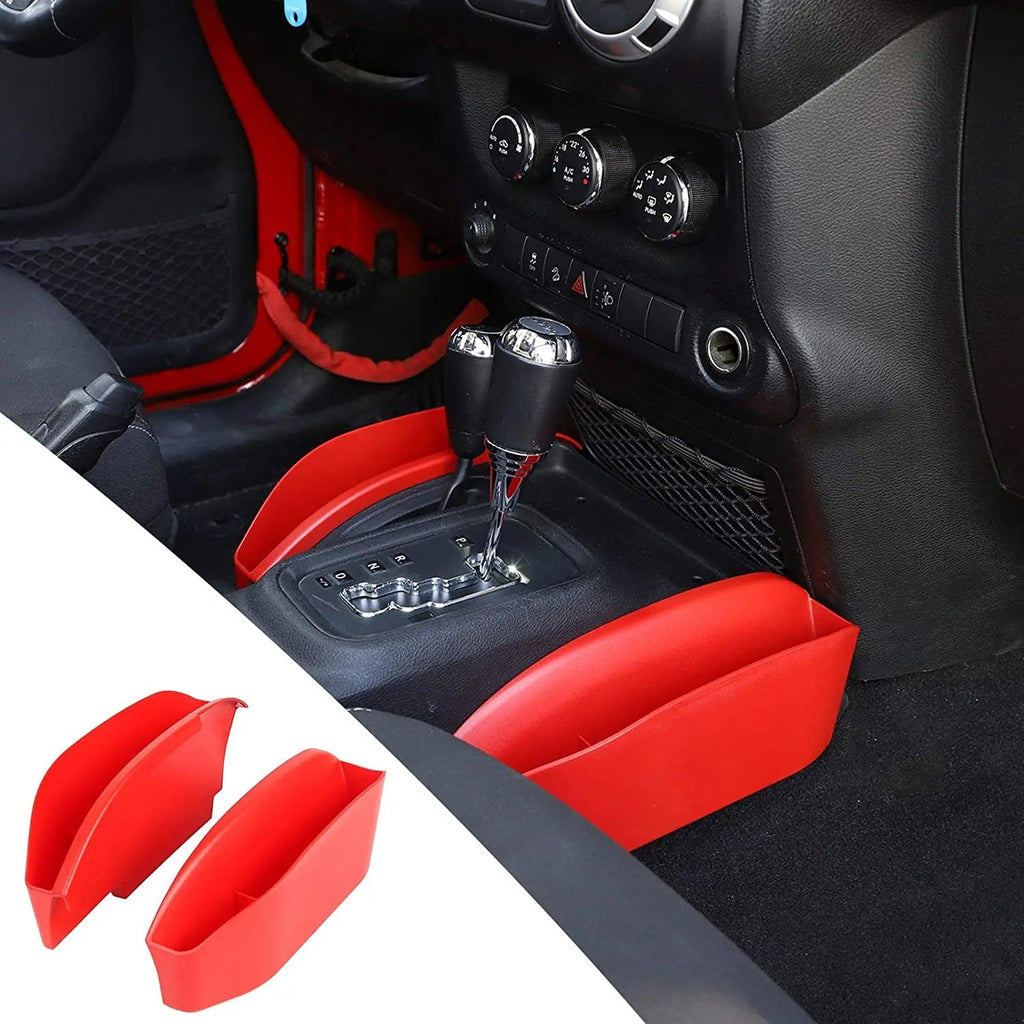 For 2011-2018 Jeep Wrangler JK JKU Gear Shift Storage Box Center Console Auto Organizer Tray Red
