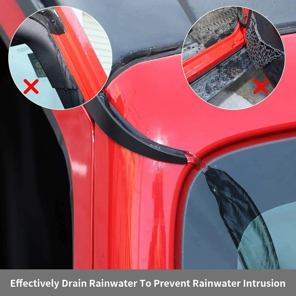 For 2011-2018 Jeep Wrangler JK JKU Hard-Top Roof Rainwater Guard Diverters Channel Slot Gutter, 2PCS