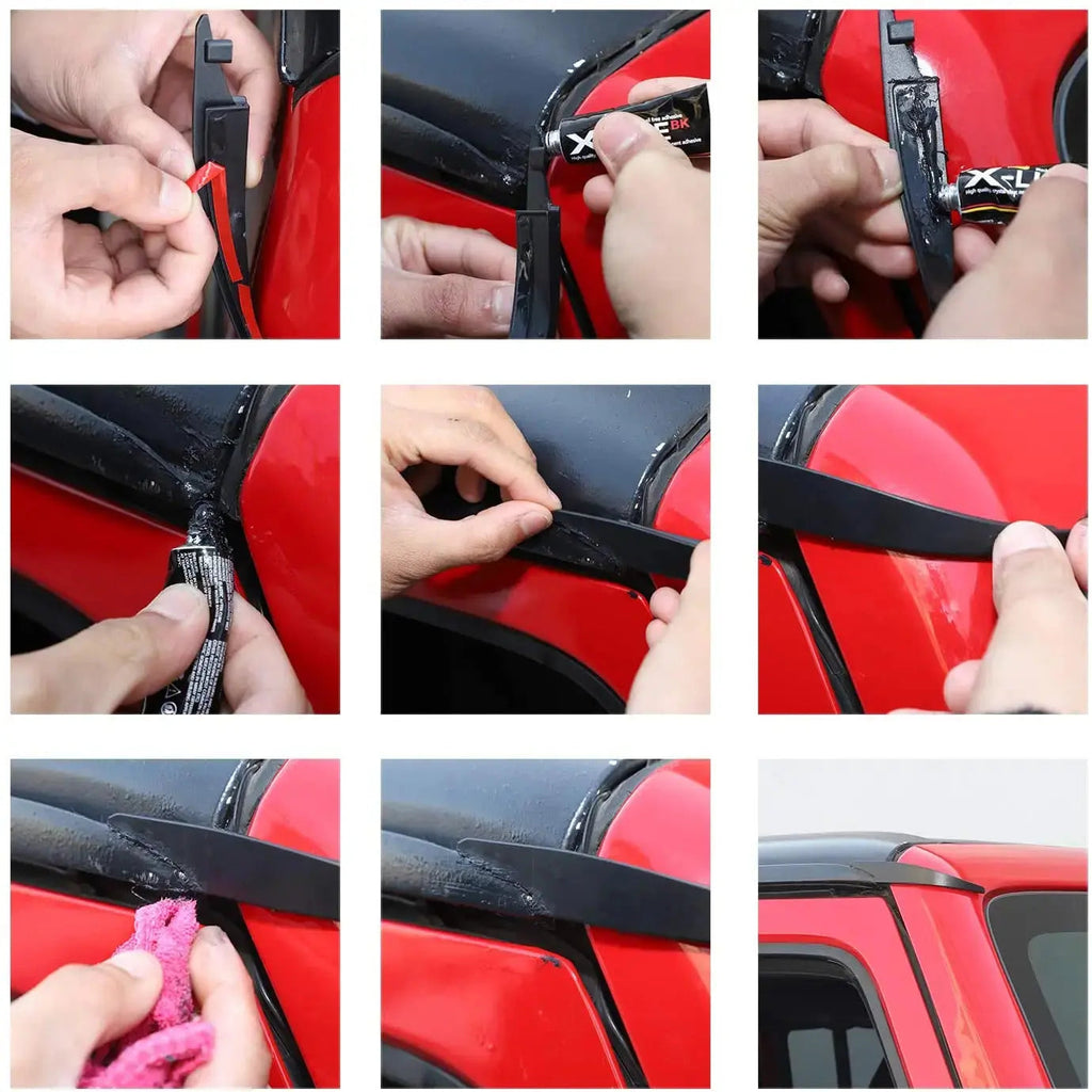 For 2011-2018 Jeep Wrangler JK JKU Hard-Top Roof Rainwater Guard Diverters Channel Slot Gutter, 2PCS