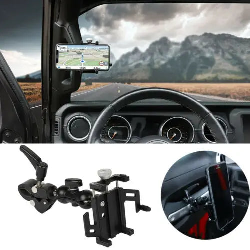 For 2011-2018 Jeep Wrangler JK JKU Phone Holder Mount, Matt Black (Upgraded Version)