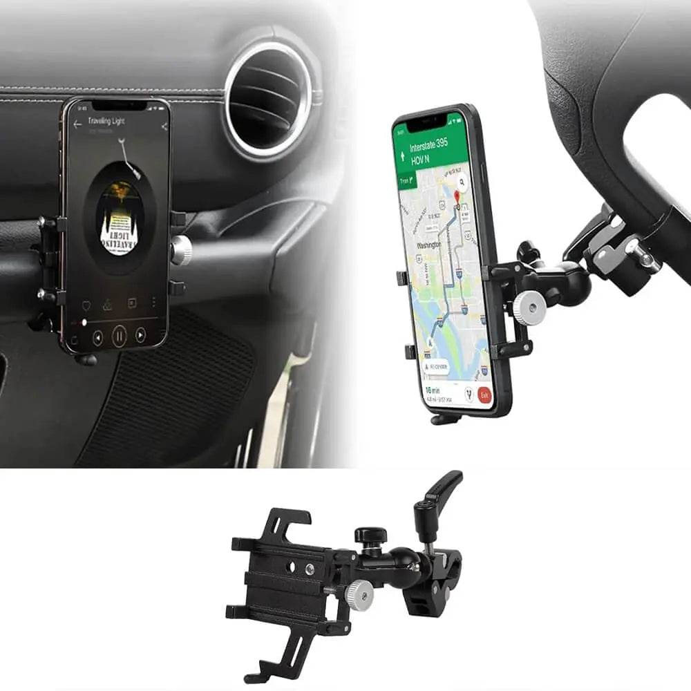 For 2011-2018 Jeep Wrangler JK JKU Phone Holder Mount, Matt Black (Upgraded Version)