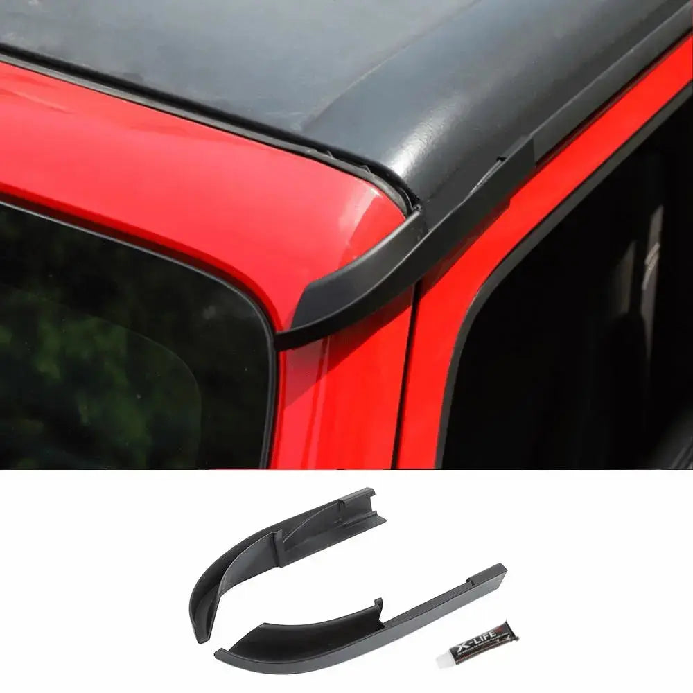 For 2011–2018 Jeep Wrangler JK & JKU – Rain Gutter Extensions Rain Groove Diverter Upgraded Version (Fits Hard Tops Only)