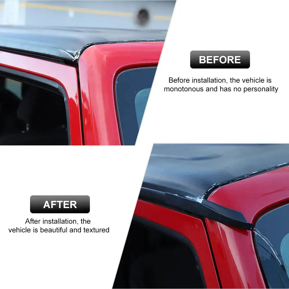 For 2011–2018 Jeep Wrangler JK & JKU – Rain Gutter Extensions Rain Groove Diverter Upgraded Version (Fits Hard Tops Only)