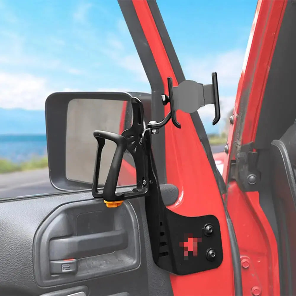 For 2011-2018 Jeep Wrangler JK JKU Two Side Front Door Water Cup Phone Holder Stand