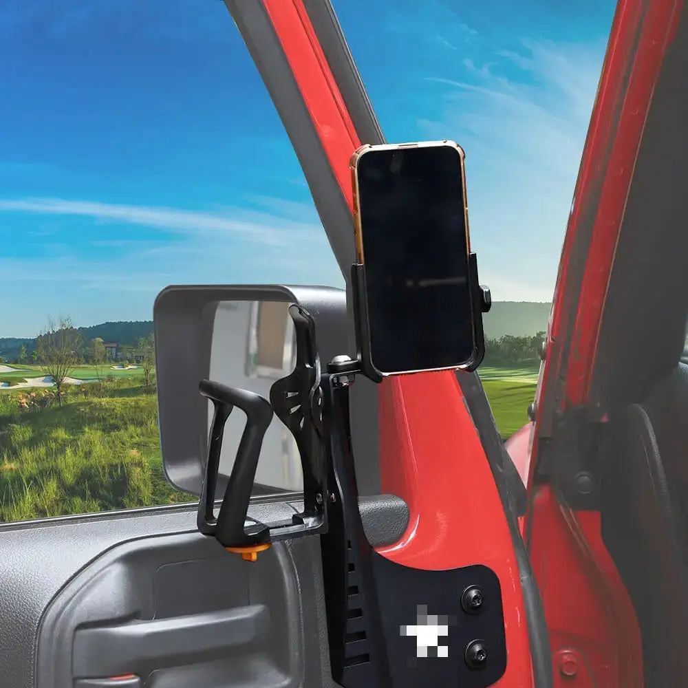 For 2011-2018 Jeep Wrangler JK JKU Two Side Front Door Water Cup Phone Holder Stand