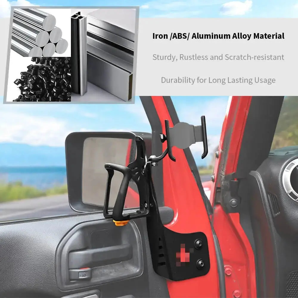 For 2011-2018 Jeep Wrangler JK JKU Two Side Front Door Water Cup Phone Holder Stand