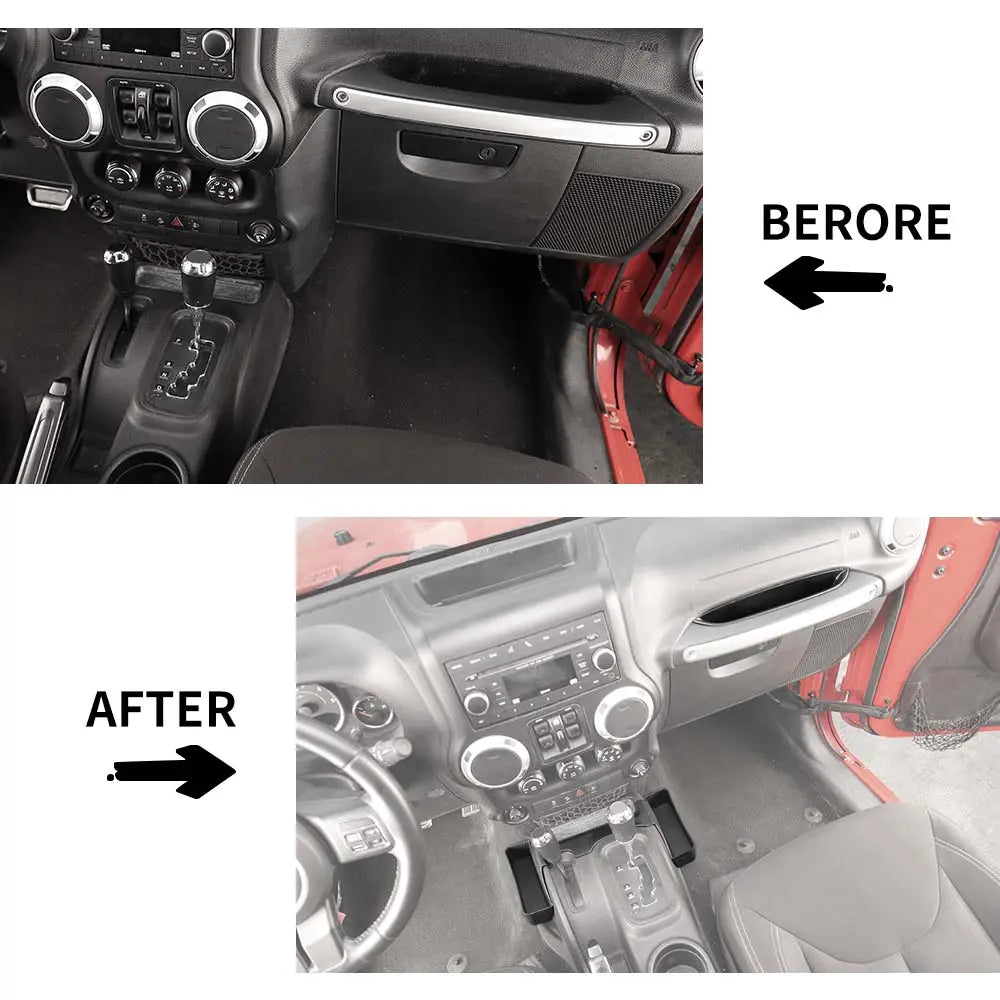 For 2011-2018 Jeep Wrangler JK Passenger Side Grab Handle Insert & Gear Shift Center Console Storage Box