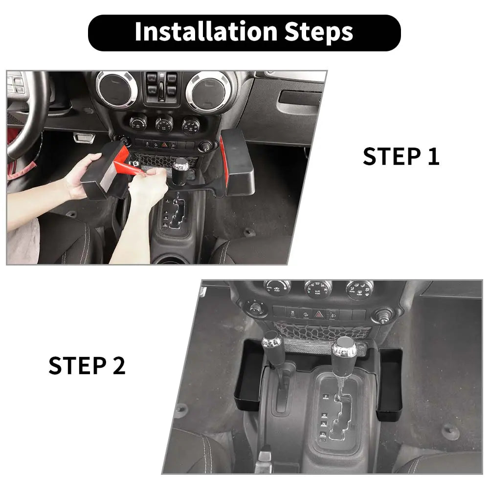 For 2011-2018 Jeep Wrangler JK Passenger Side Grab Handle Insert & Gear Shift Center Console Storage Box