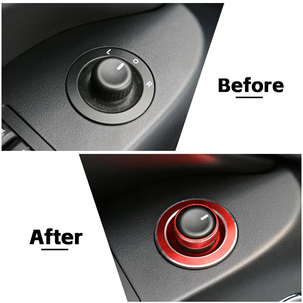 For 2011-2018 Jeep Wrangler JK Side Mirror Adjust Cigarette Lighter Button Knob Trim Ring