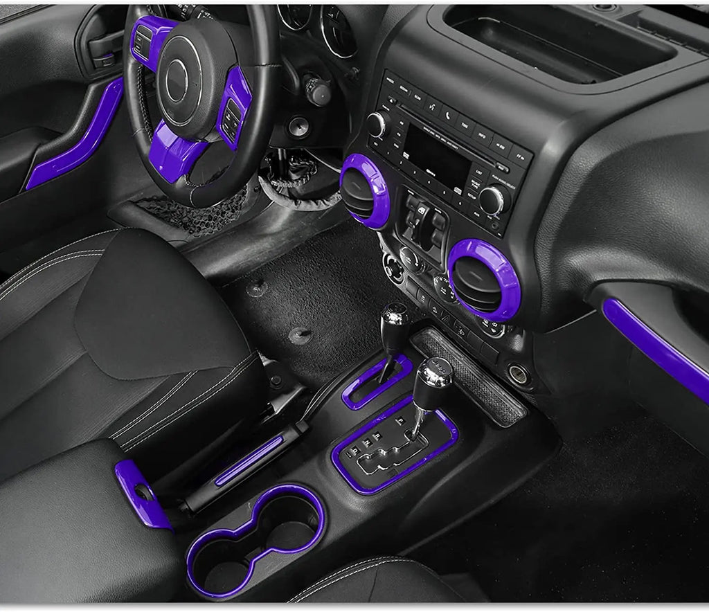 For 2011–2018 Jeep Wrangler JKU 4-Door 18PCS Interior Trim Kit – Dashboard & Center Console Decoration Cover