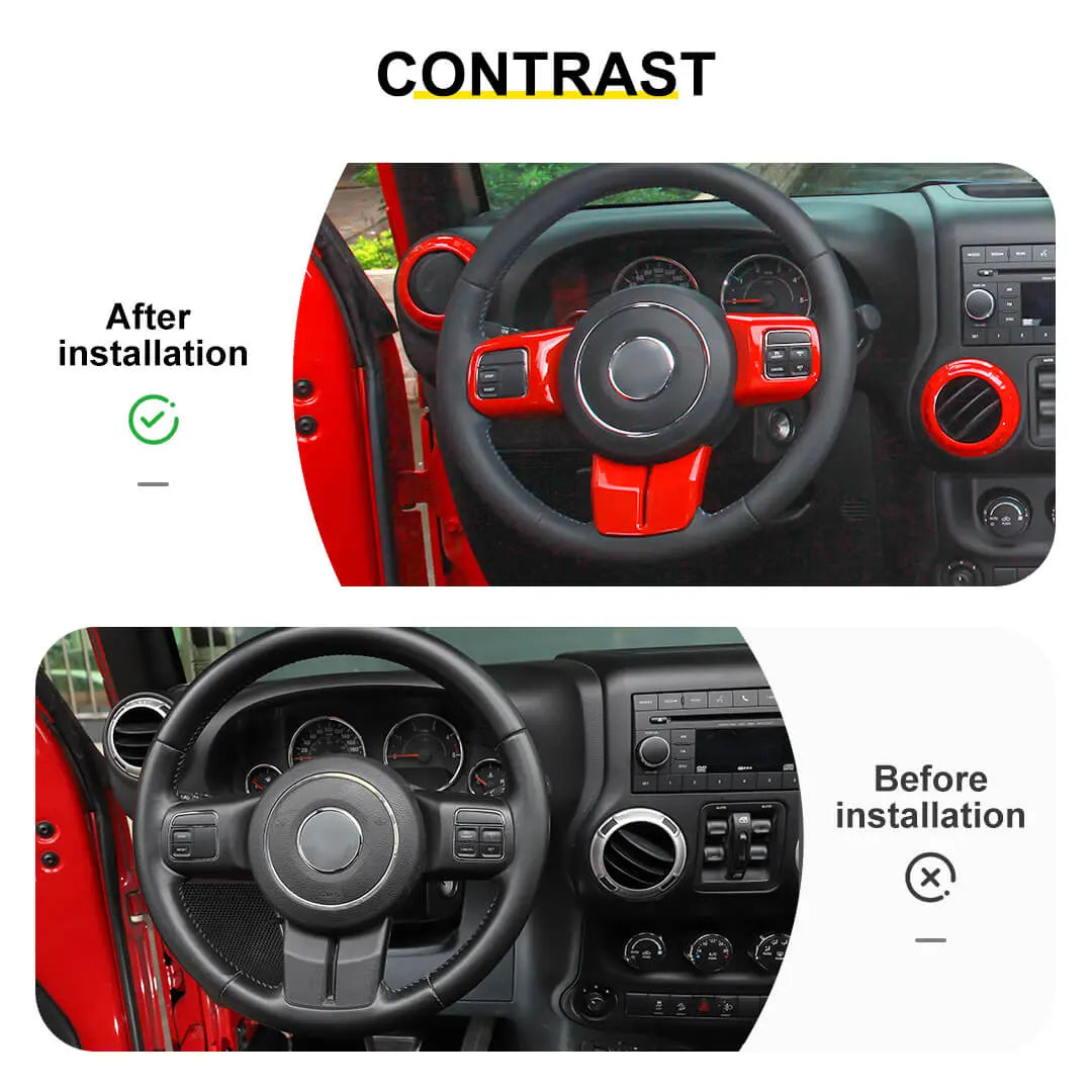 For 2011-2018 Jeep Wrangler JKU 4-Door Interior Car Door Center Console Trim Cover Kit (16 pcs)