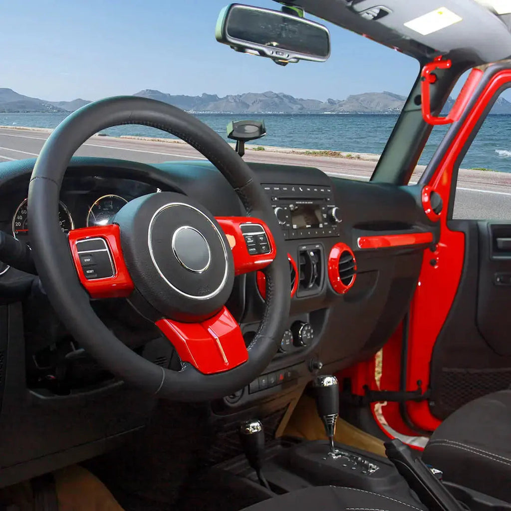 For 2011-2018 Jeep Wrangler JKU 4-Door Interior Car Door Center Console Trim Cover Kit (16 pcs)