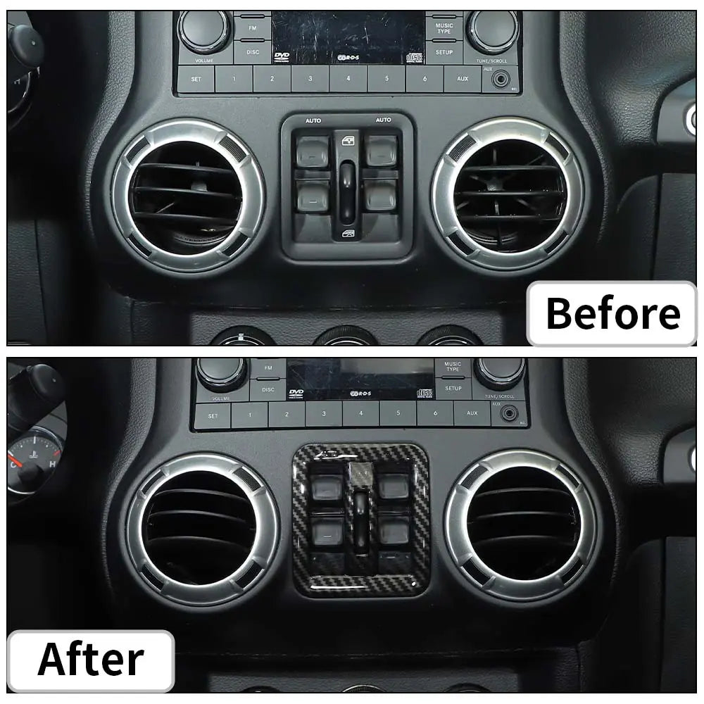 For 2011-2018 Jeep Wrangler JKU 4-Door Window Lift Switch Button Panel Cover Trim