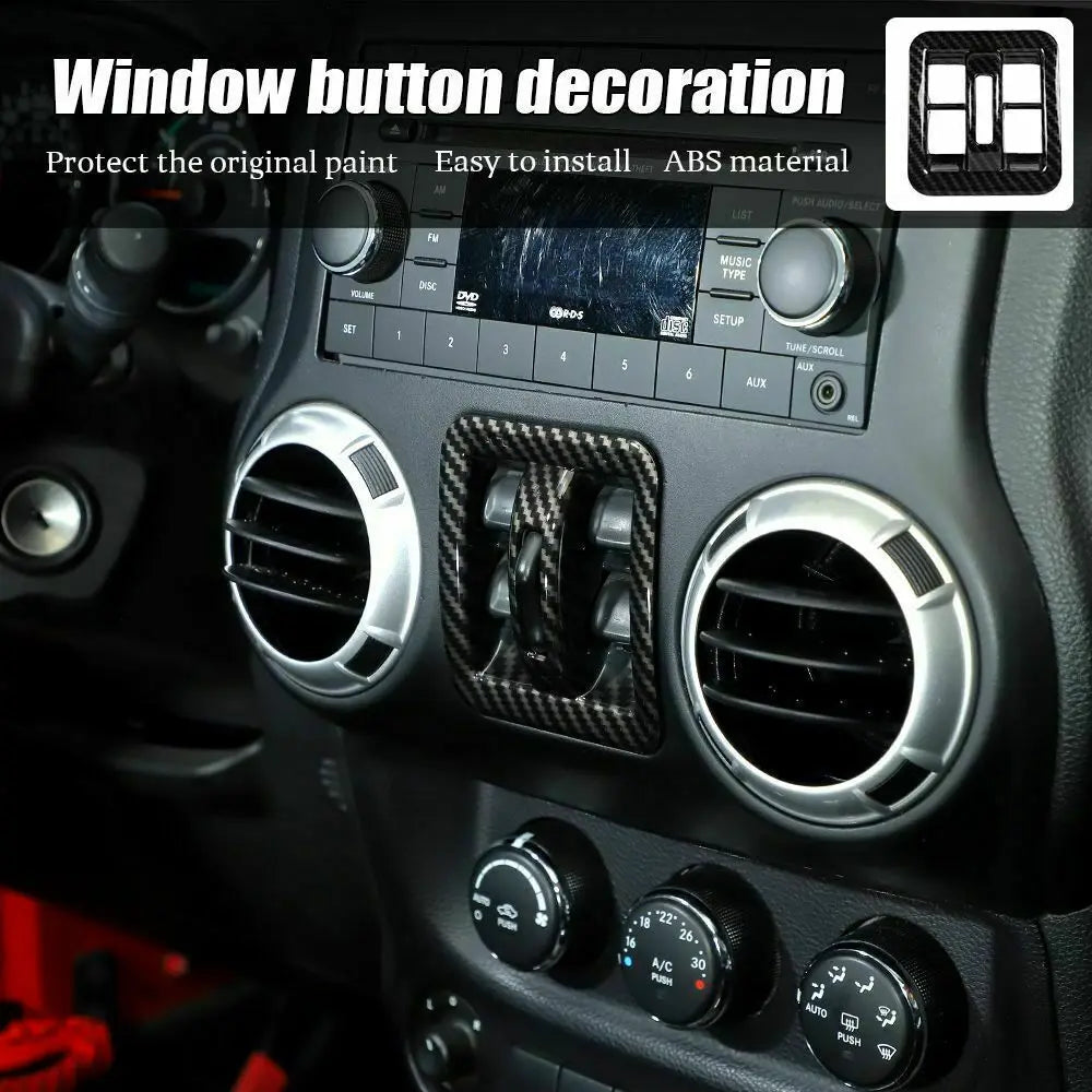 For 2011-2018 Jeep Wrangler JKU 4-Door Window Lift Switch Button Panel Cover Trim