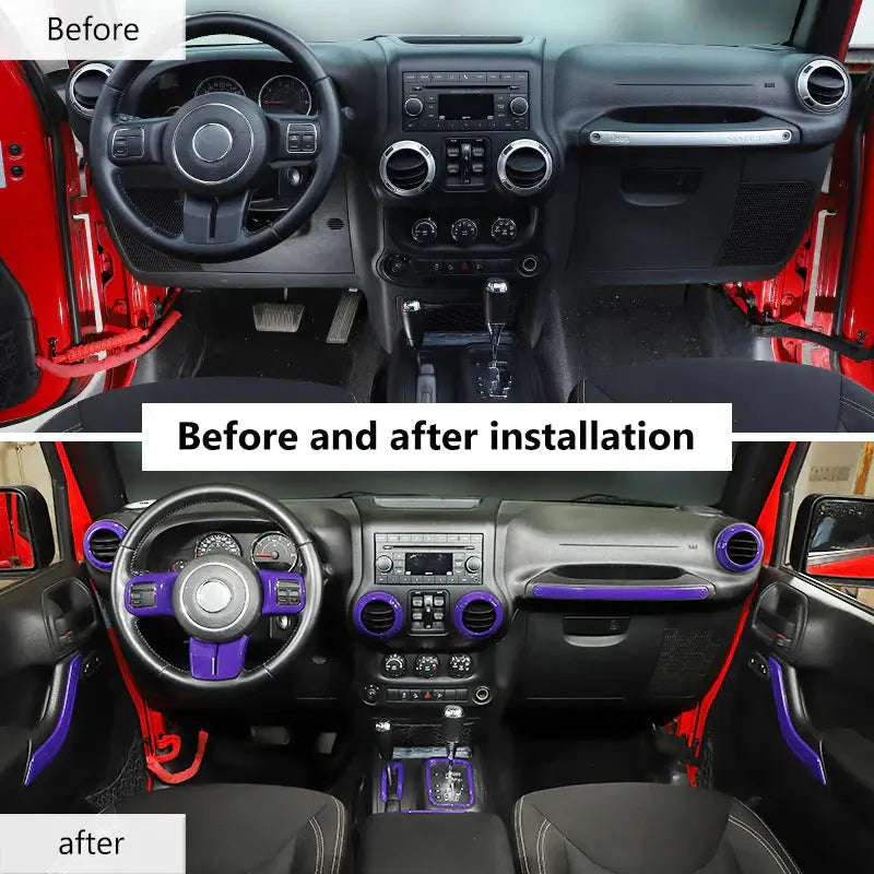 For 2011-2018 Jeep Wrangler JKU 4Door 21PCS Interior Decoration Trim Kit Full Set Cover