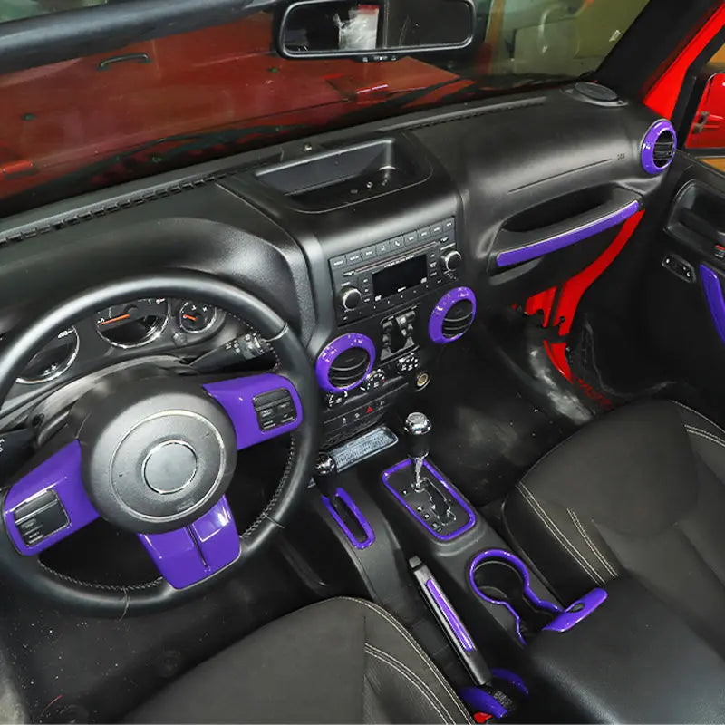 For 2011-2018 Jeep Wrangler JKU 4Door 21PCS Interior Decoration Trim Kit Full Set Cover