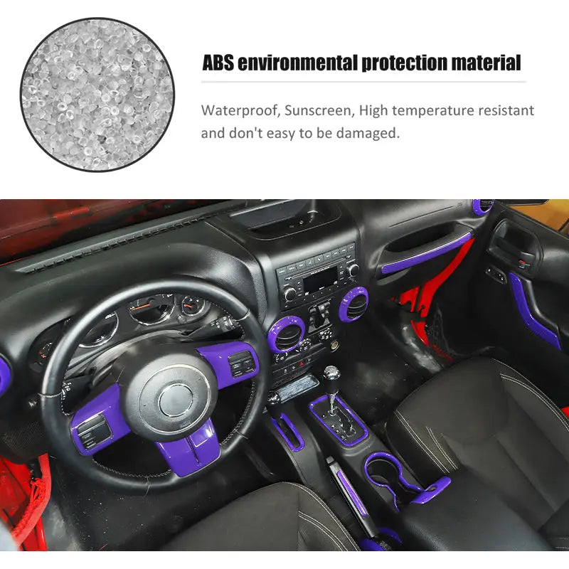 For 2011-2018 Jeep Wrangler JKU 4Door 21PCS Interior Decoration Trim Kit Full Set Cover