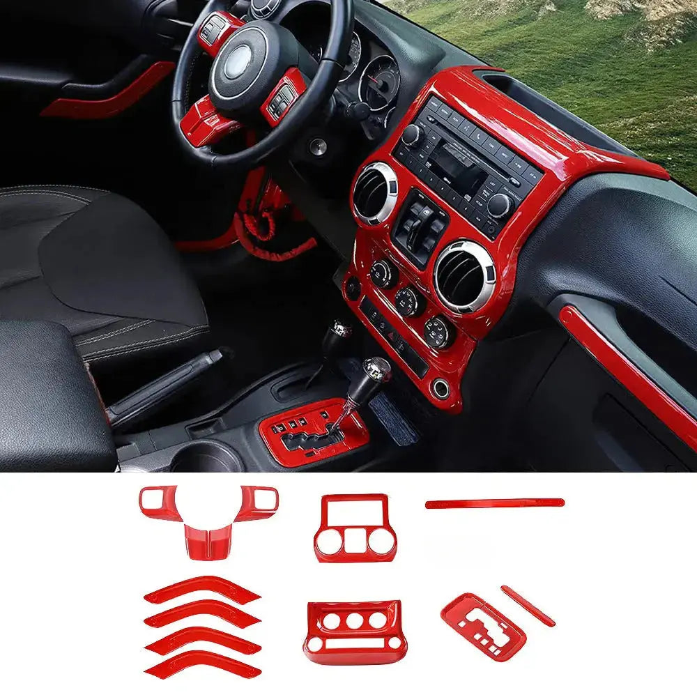 For 2011-2018 Jeep Wrangler JKU 4Doors 12pcs Interior Full Set Trim Cover Kit