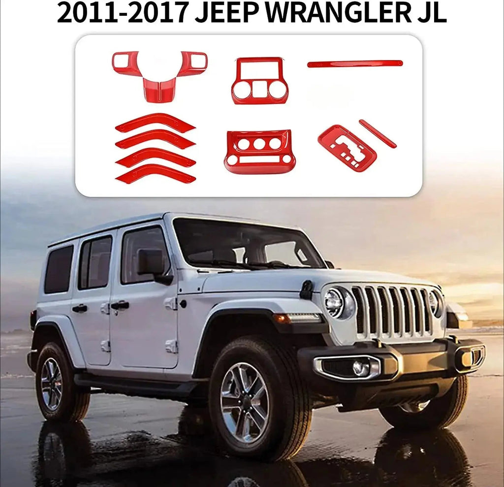 For 2011-2018 Jeep Wrangler JKU 4Doors 12pcs Interior Full Set Trim Cover Kit