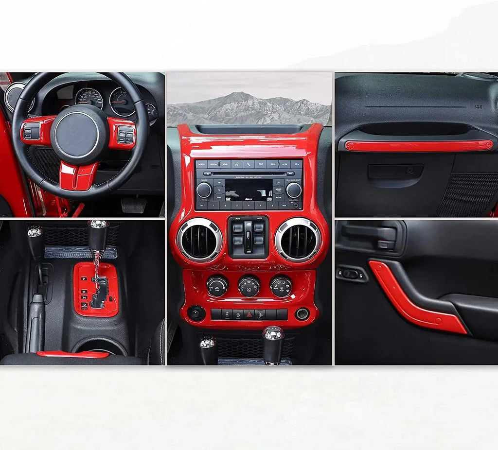 For 2011-2018 Jeep Wrangler JKU 4Doors 12pcs Interior Full Set Trim Cover Kit